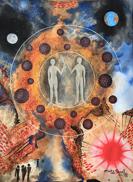 Universo de Barro X. Universo de Barro X. Técnica mixta sobre papel, 2016. Obra de David Paquet.
