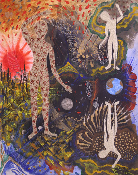 Universo de Barro XI, 2016. Universo de Barro XI. Técnica mixta sobre papel, 2016. Obra de David Paquet.